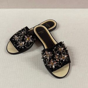 Lanvin Black Crystal Embellished Sandals